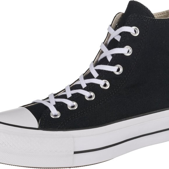 Women's Canvas High-Top Lift Sneakers Rubber Sole Lace-Up Comfortable - Picture 1 of 7